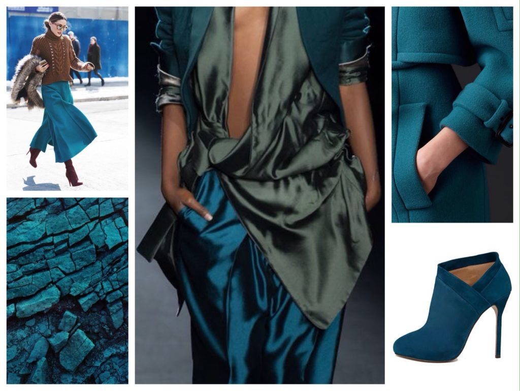 Теплый оттенок синего – петроль – юные модницы с удовольствием используют в верхних и нижних деталях аутфитов