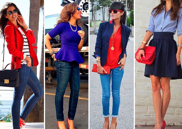 Пиджак гранатового оттенка и джинсы традиционной расцветки – стильный аутфит для походов в офис