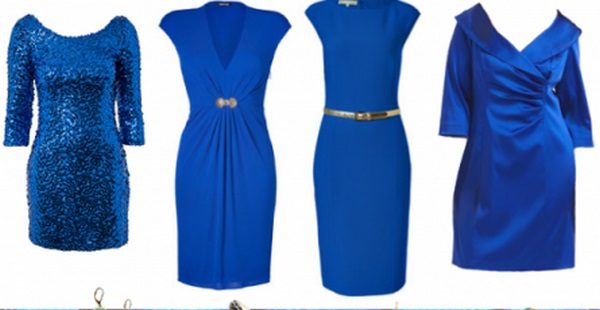 Неограниченная изобретательность модных кутюрье позволяет формировать модные луки с синим платьем и туфлями в классическом и ультрамодном вариантах
