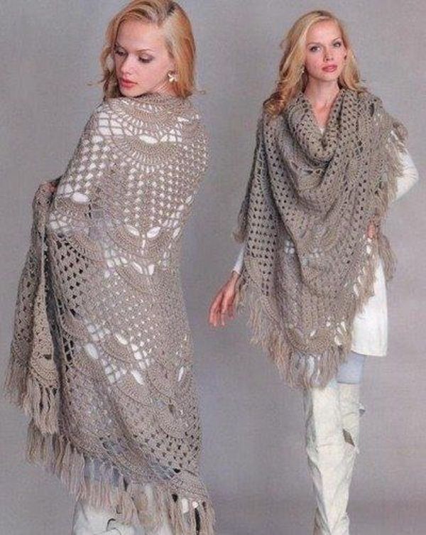 Женственное и элегантное дополнение к пальто любого цвета - ажурный шарф-шаль из козьего пуха