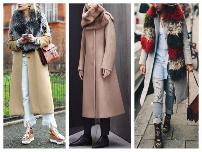 Длинные пальто можно комбинировать как с длинными, так и с короткими шарфами