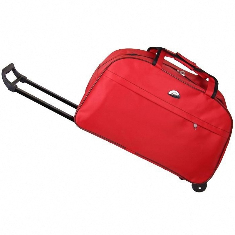 Сумки-чемоданы имеют колесики и выдвижную ручку.